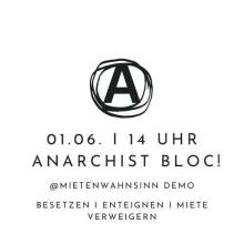 Anarchistischer Block auf der Mietenwahnsinns-Demo 1.6. Potsdamer Plaatz