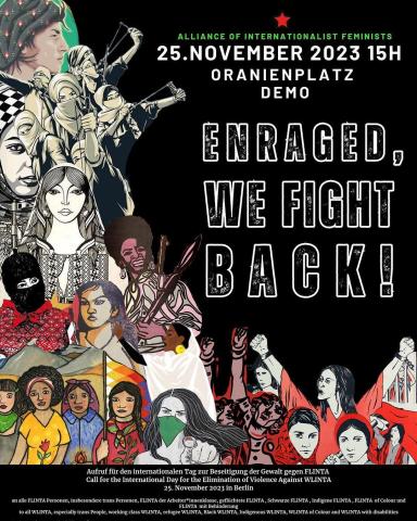 Enraged, we fight back! Demoplakat 25.11. Oranienplatz