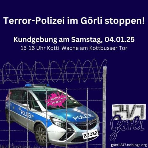 Terror-Polizei im Görli stoppen - ein Zaun um jedes Polizeirevier! Samstag, 4 Januar, 2025 - 15:00 bis 16:00