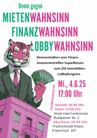 Auftakt-Kundgebung 16.30 Uhr / Demonstration 17.00 Uhr InterContinental Berlin, Budapester Str. 2, 10787 Berlin, U-Bhf WittenbergplatzAbschluss-Kundgebung 18.00 Uhr Friedrichstadt-Palast, Friedrichstr. 107, 10117 Berlin, U-Bhf Oranienburger Tor