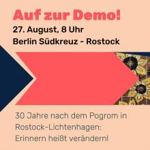 Aufruf zur Demo am 27.8. in Rostock-Lichtenhagen