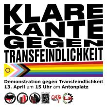 Demoaufruf gegen Transfeindlichkeit am 13.04.2024 am Antonplatz (Weissensee)