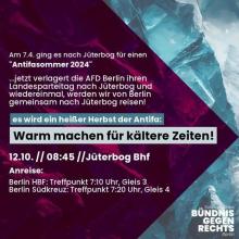 Zusammen gegen den Berliner AfD-Parteitag! Aktionsbündnis "no AfD Jüterborg" 12.10.24