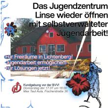 Potse zieht in die LInse 17.7. Kundgebung 16:30 in der Max Taut Aula, Fischerstr 36