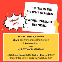 Zubringerdemo 11.09. Potsdamer Platz 8:30 Uhr