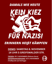 Kein Kiez für Nazis-Demo am 08.11.25 um 14:00 Uhr an der S Greifswalder Straße!